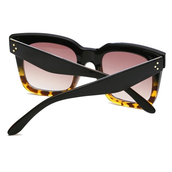 Square Vintage Glasses Blue Leopard Spot Big Frame